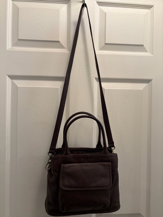 Fossil Classic Genuine Leather Satchel Crossbody Bag Brown - Picture 3 of 14